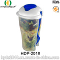 Coupe en plastique de salière de récipient de salade en gros avec la fourchette (HDP-2018)